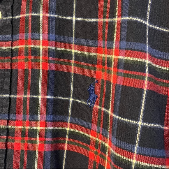 Ralph Lauren Mens Classic Fit Red Blue Plaid Long Sleeve Cotton Button Down L - Picture 6 of 12